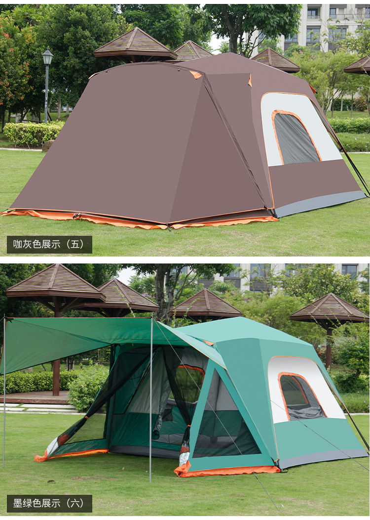 Cheap Goat Tents Quick opening Tent Outdoor 3 5People Fully Automatic Thickening Rain proof Family Camping Large Space Tourist Glaming Equipment   